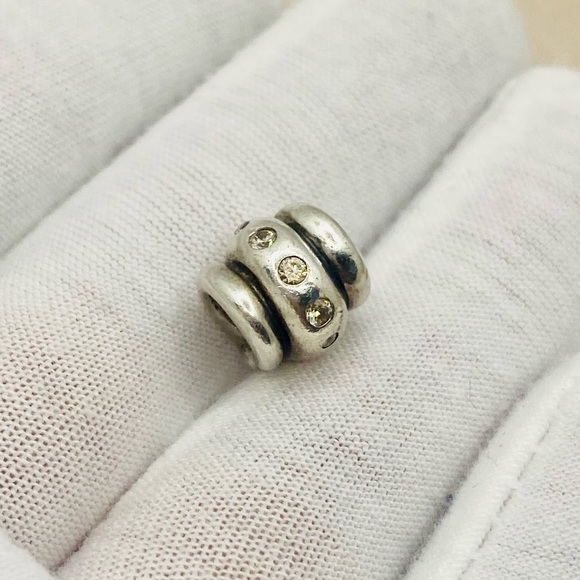 EUC Pandora 790328CCZ Sterling Silver Swirl w/ Champagne Zirconia - RARE - Picture 8 of 11